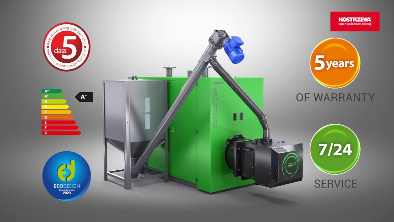 KOSTRZEWA EEI PELLETS 285 kW AVEC LE BRÛLEUR PLATINUM BIO SPIN